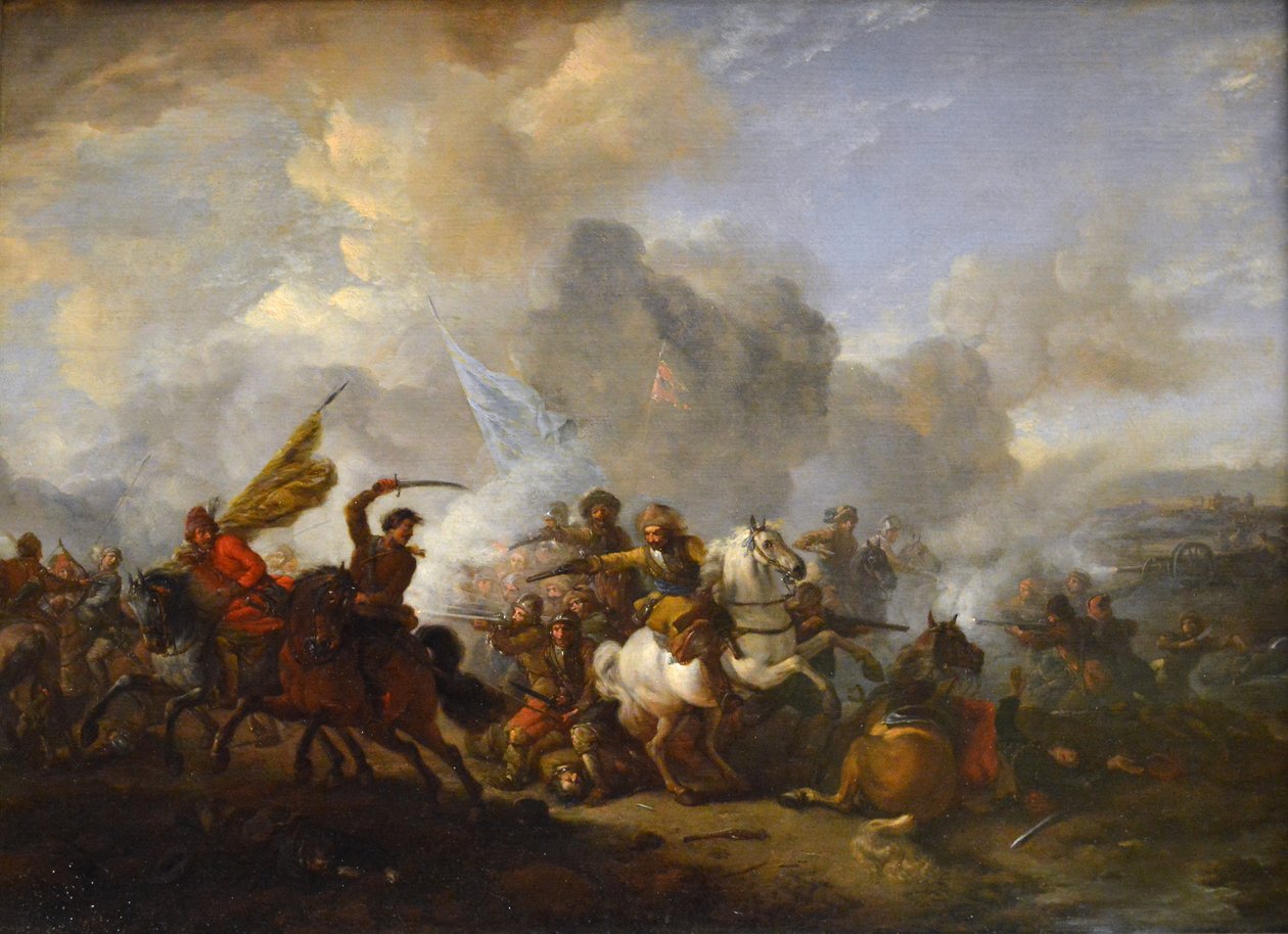 Tredning av ryttere mellom orientalere og keiser av Philips Wouwerman