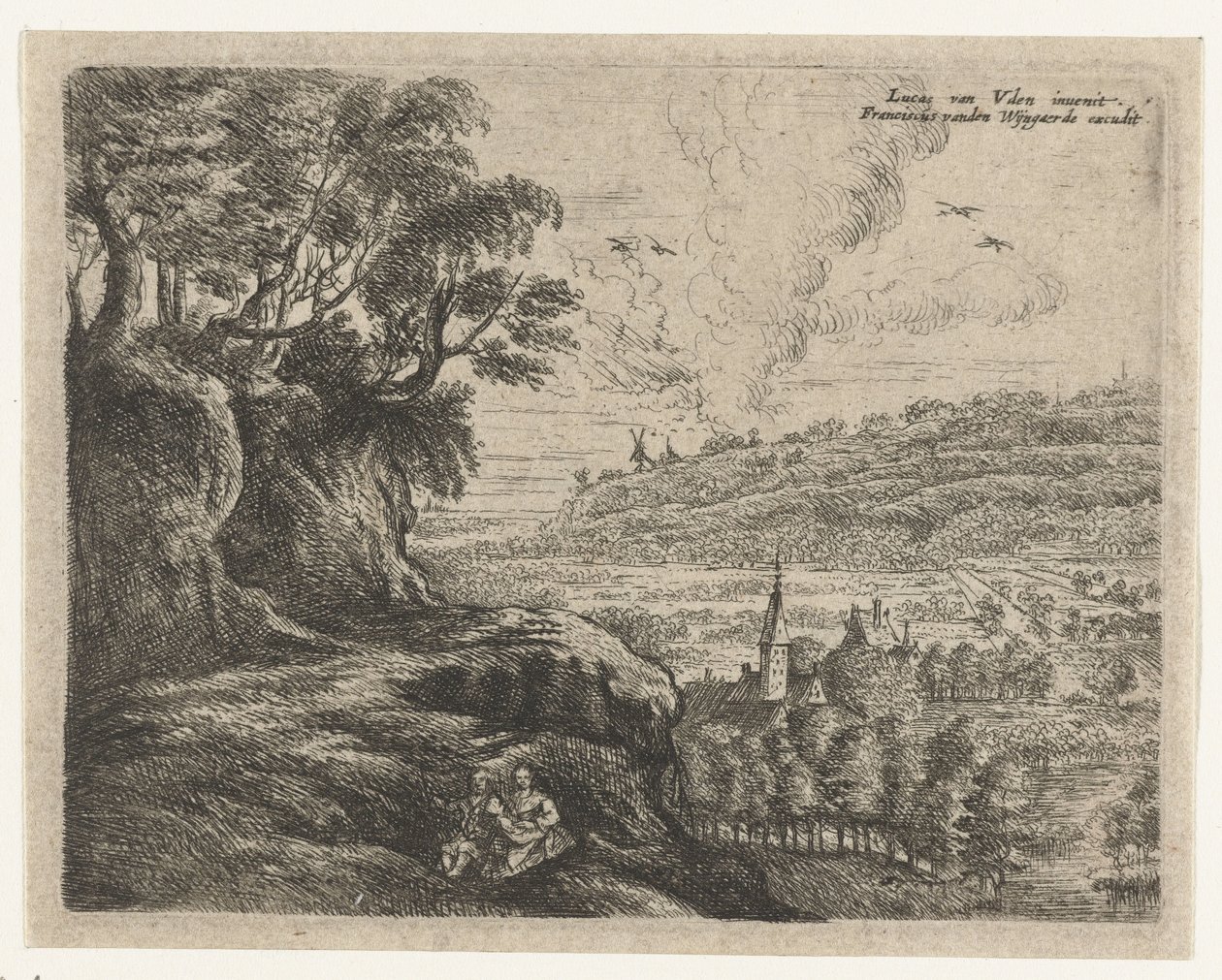 Landskap med mann, kvinne og barn Åtte landskap etter Lucas van Uden (serietittel) av Philips Augustijn Immenraet
