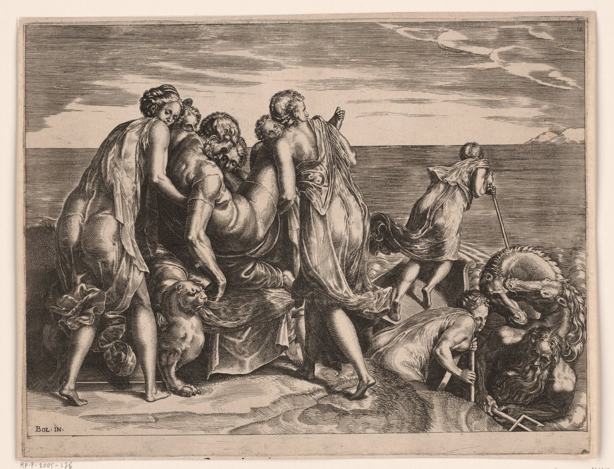 Faeacerne bærer den sovende Odyssevs til Ithaka av Philips Galle (attributed to)