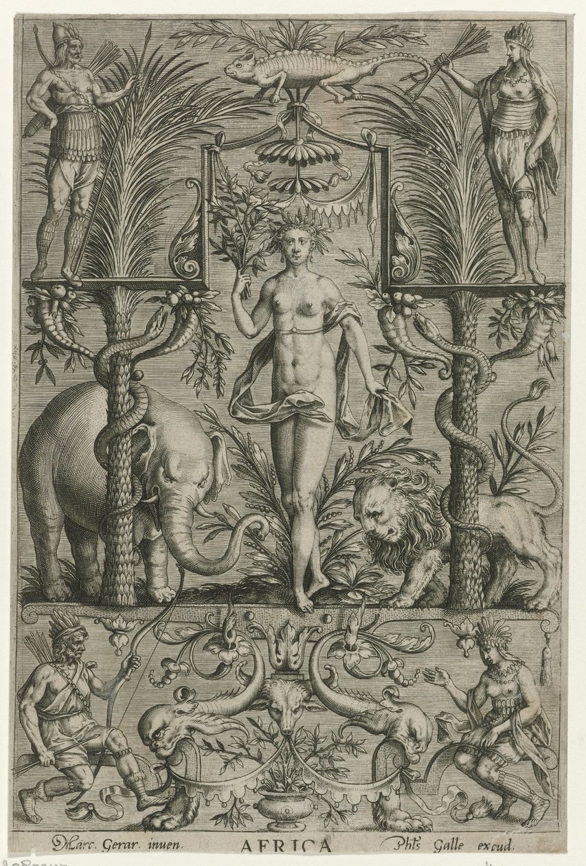 Afrika Afrika (tittel på objekt) De fire kontinentene (serietittel) av Philips Galle (attributed to workshop of)
