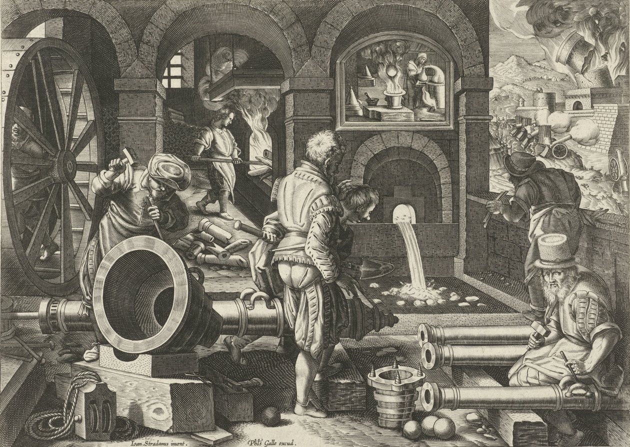 artilleriverksted Nye oppfinnelser og funn (serietittel) Nova Reperta (serietittel) av Philips Galle (attributed to workshop of)