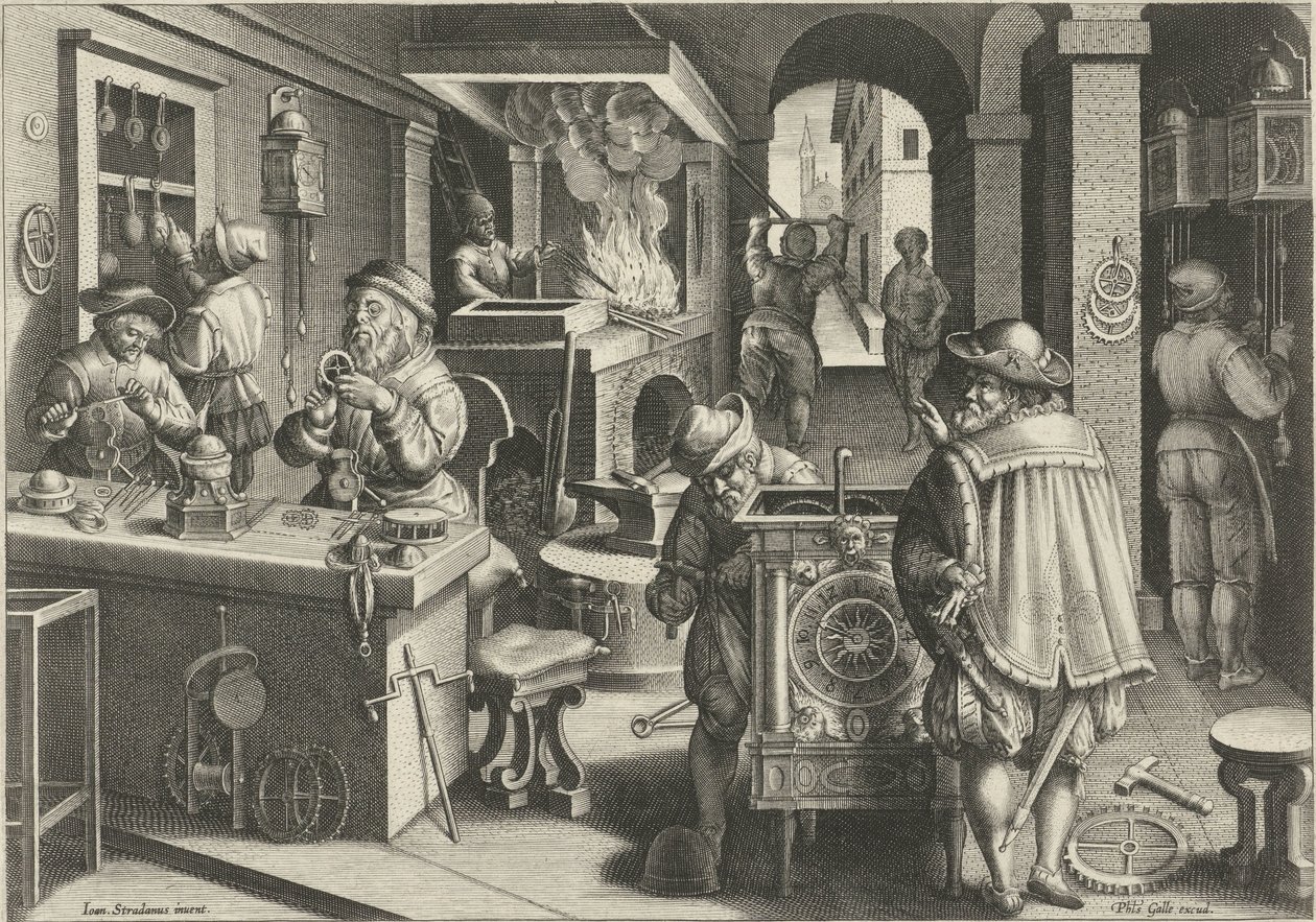 Urmakere Nye oppfinnelser og funn (serietittel) Nova Reperta (serietittel) av Philips Galle (attributed to workshop of)