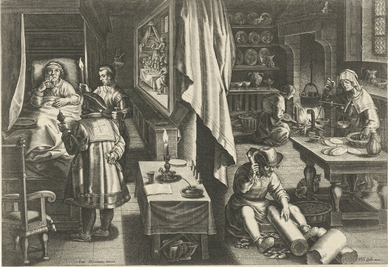 Syfilismedisin Nye oppfinnelser og funn (serietittel) Nova Reperta (serietittel) av Philips Galle (attributed to workshop of)