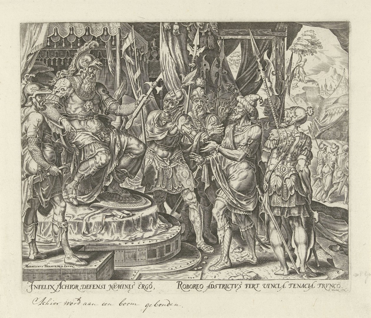 Achior for Holofernes Historie om Judit og Holofernes (serietittel) av Philips Galle