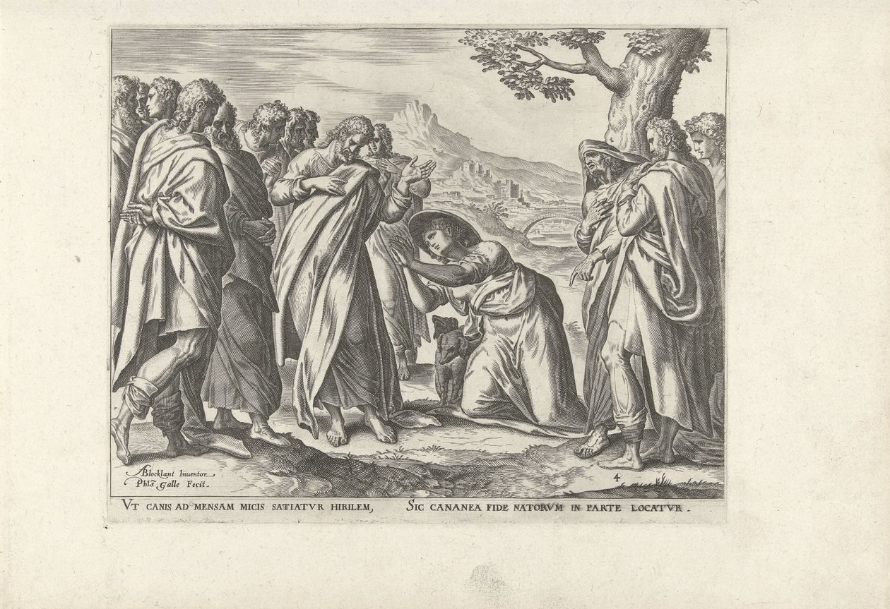 Kristus og den kanaaneiske kvinnen Seks scener med Kristus og kvinner fra evangeliene (serietittel) av Philips Galle