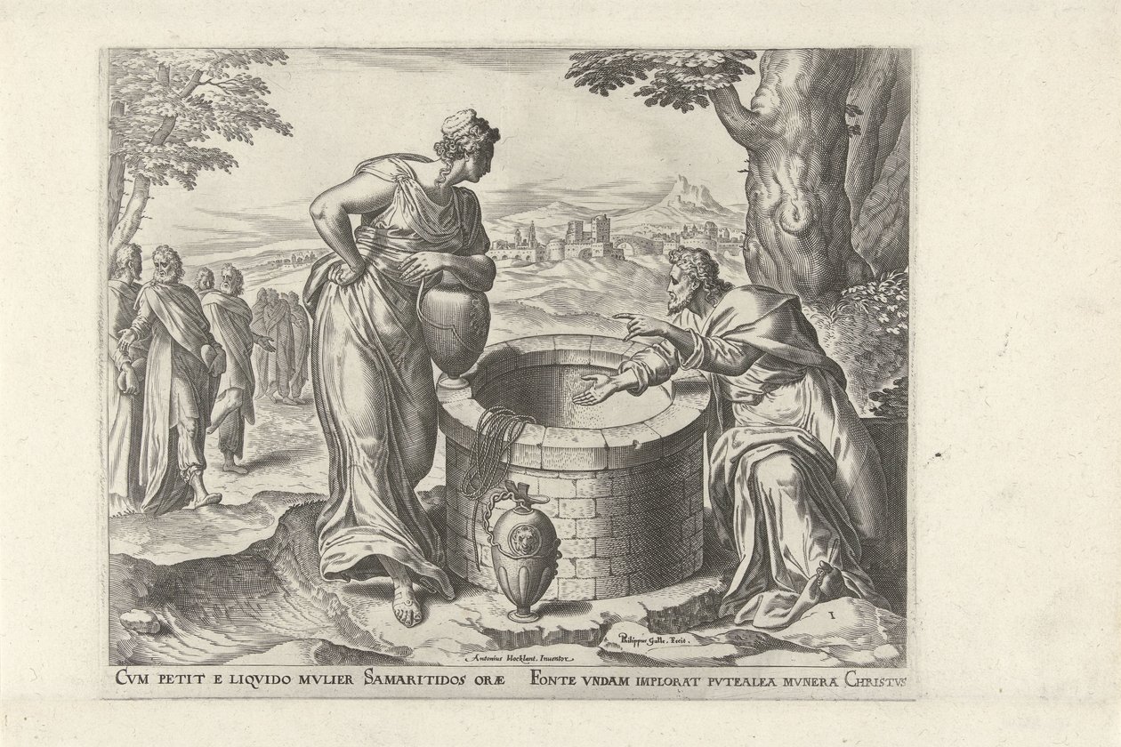 Kristus og den samaritanske kvinnen ved brønnen Seks scener med Kristus og kvinner fra evangeliene (serietittel) av Philips Galle