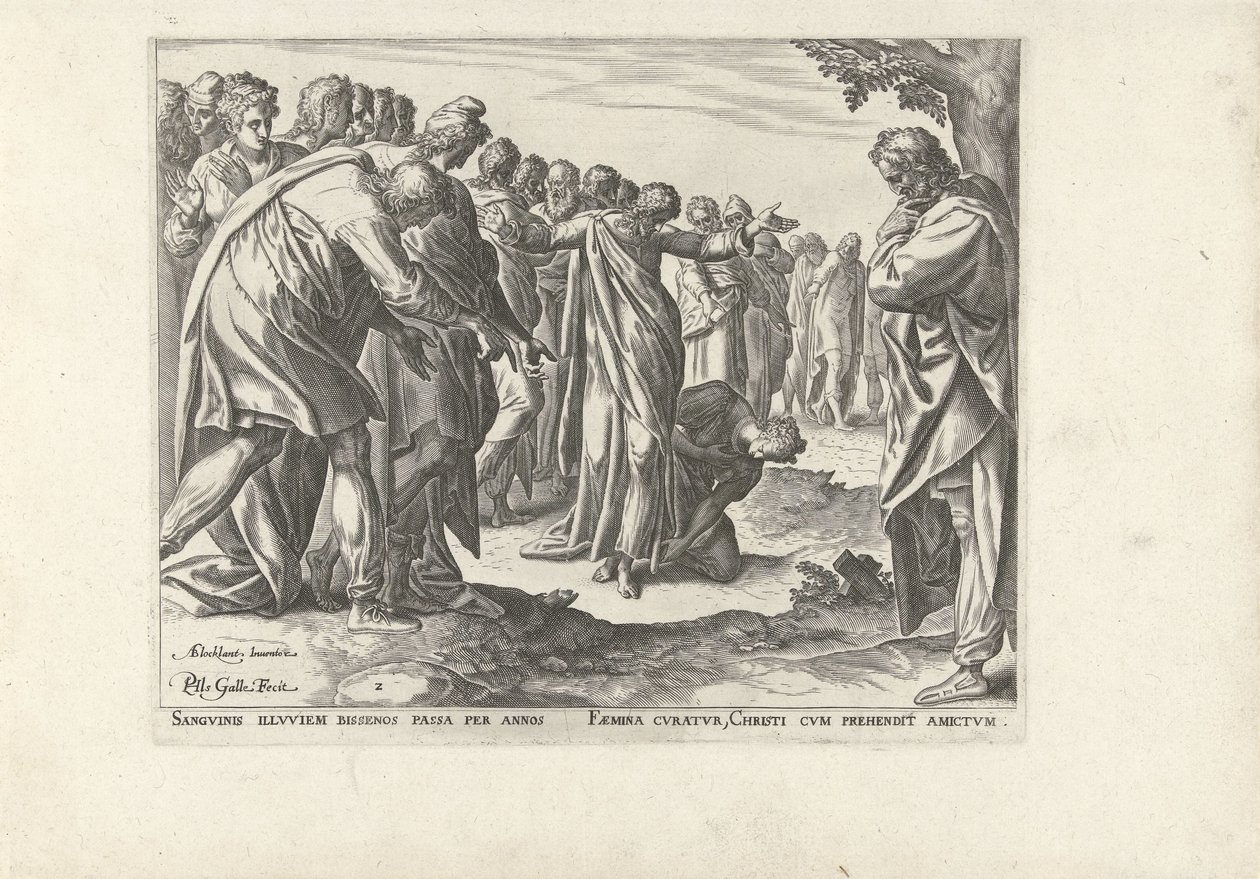 Kristus helbreder en kvinne med blodtap Seks scener med Kristus og kvinner fra evangeliene (serietittel) av Philips Galle