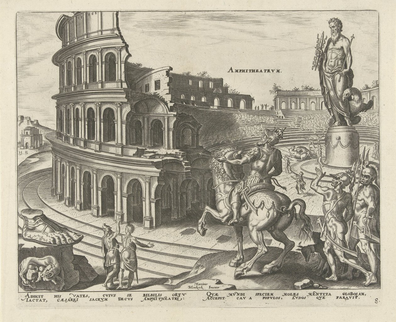 Colosseum i Roma Amfiteater (tittel på objekt) Verdens åtte underverker. (serietittel) av Philips Galle