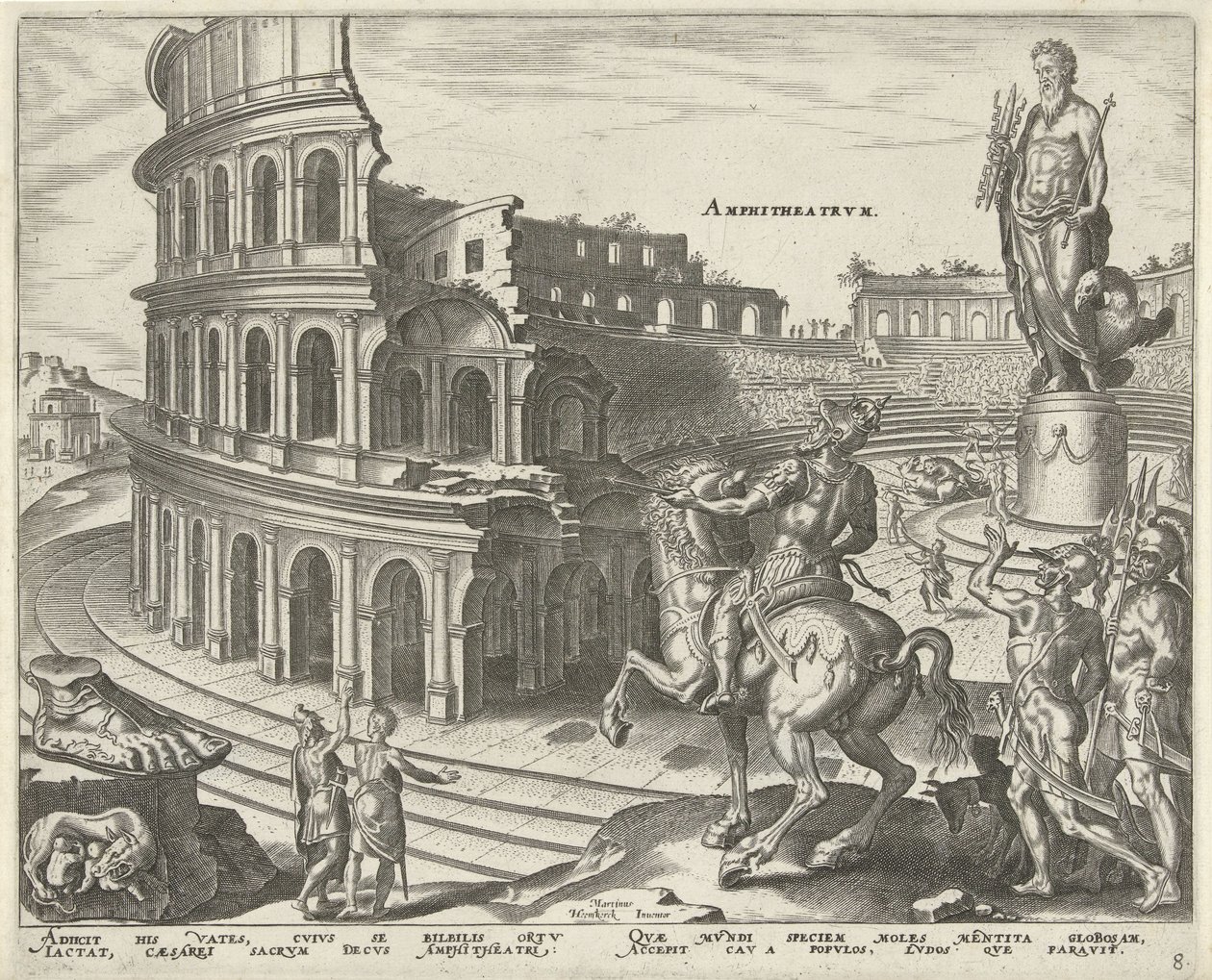 Colosseum i Roma Amfiteater (tittel på objekt) Verdens åtte underverker. (serietittel) av Philips Galle