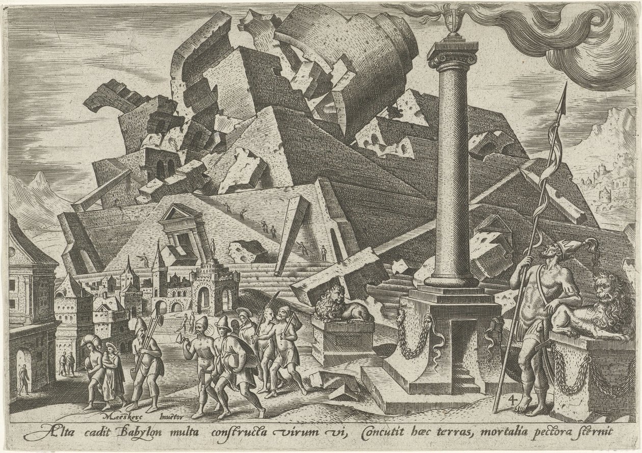 Ødeleggelsen av Babelstårnet The Days of Doom of the Jewish People (serietittel) av Philips Galle