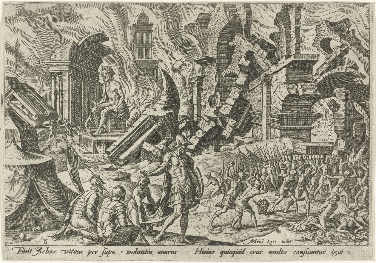 Ødeleggelsen av Ai og steiningen av Akan The Days of Doom of the Jewish People (serietittel) av Philips Galle