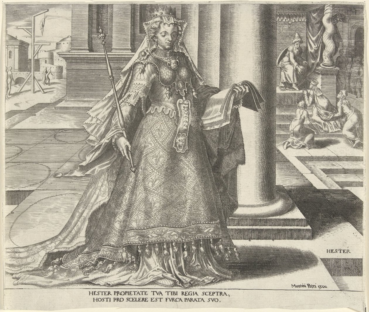Esther Hester (tittel på objekt) Åtte kjente kvinner fra Det gamle og nye testamente (serietittel) av Philips Galle