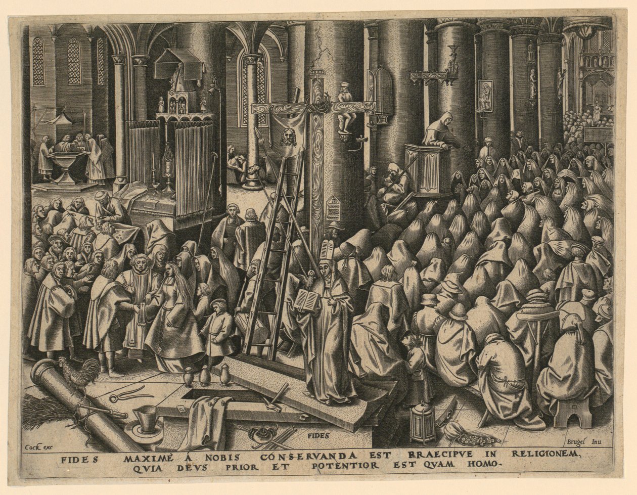 Tro (Fides), blad 1 fra serien „De sju dydene“ av Philips Galle