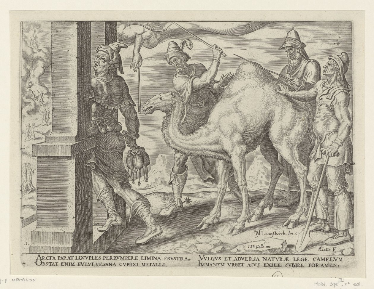 Det er lettere for en kamel å gå gjennom et nåløye enn for en rik mann å komme inn i Guds rike The Misery of Riches (serietittel) av Philips Galle