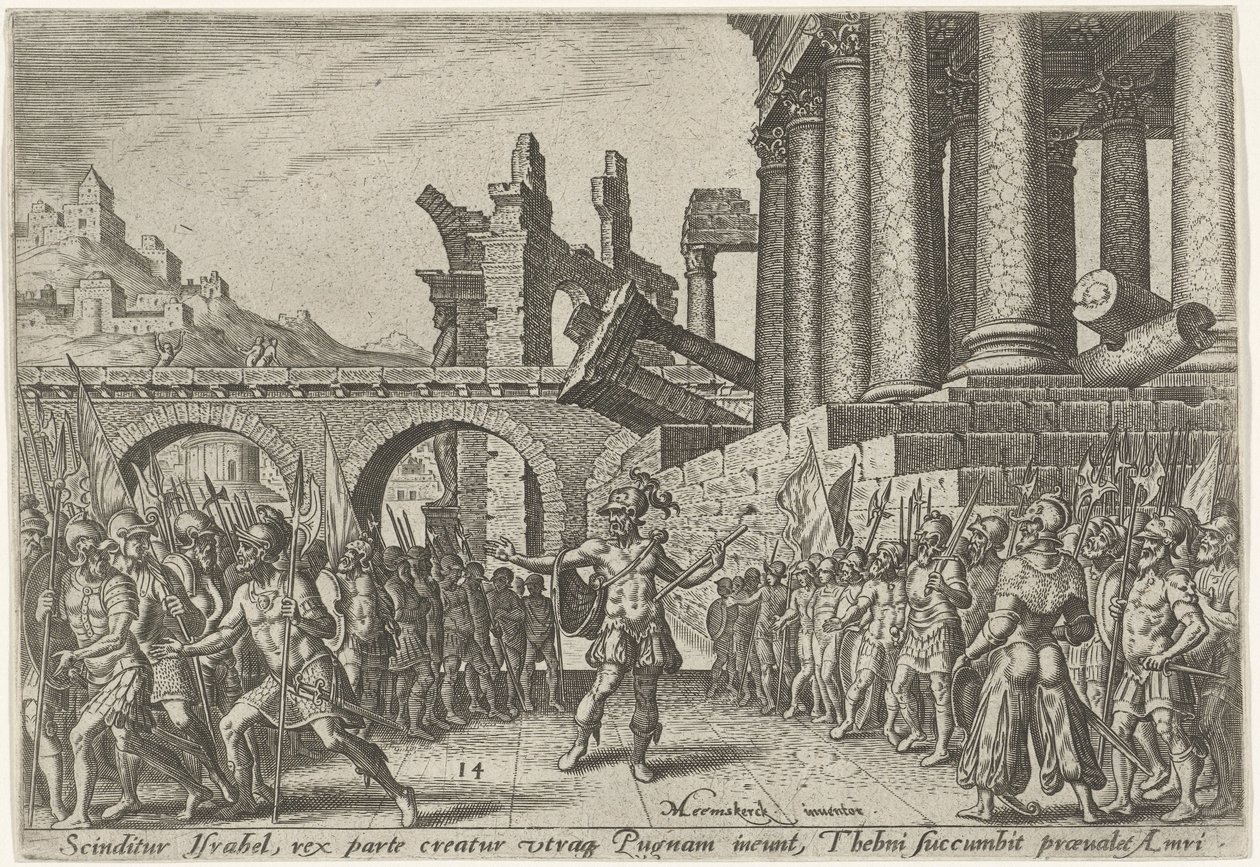 Israels folk delte seg mellom Tibni og Omri The Days of Doom of the Jewish People (serietittel) av Philips Galle