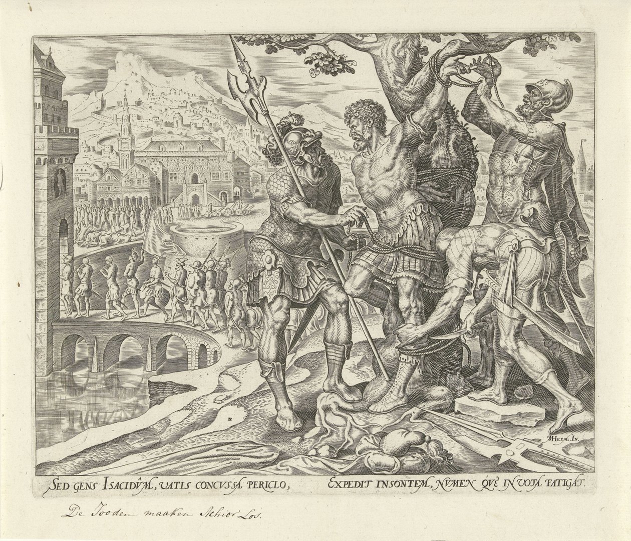 Israelittene skar Akior løs Historie om Judit og Holofernes (serietittel) av Philips Galle