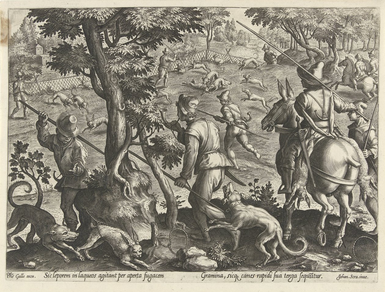 Jacht op hazen Jachttaferelen (serietittel) Der alle slags jakt, fuglefangst og fiske (serietittel) av Philips Galle