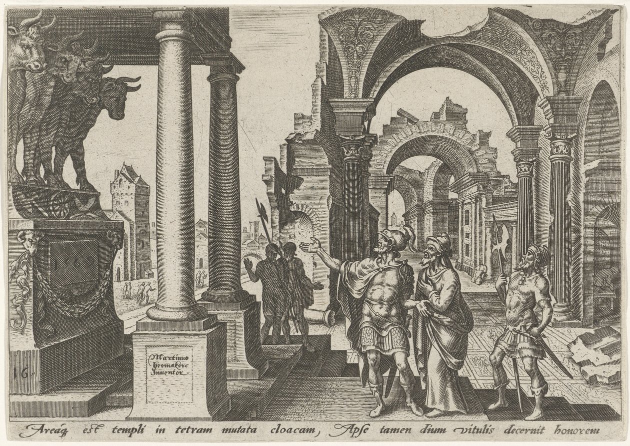 Jehu tilber avguden til gullkalvene The Days of Doom of the Jewish People (serietittel) av Philips Galle