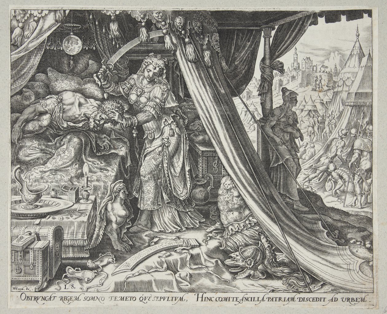 Judith dreper Holofernes av Philips Galle