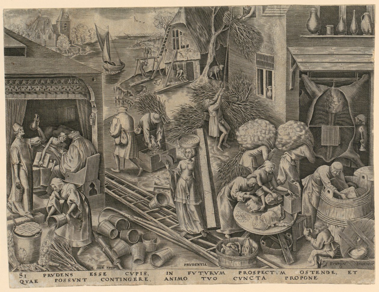 Klokskap (Prudentia), blad 5 fra serien «De sju dydene» av Philips Galle