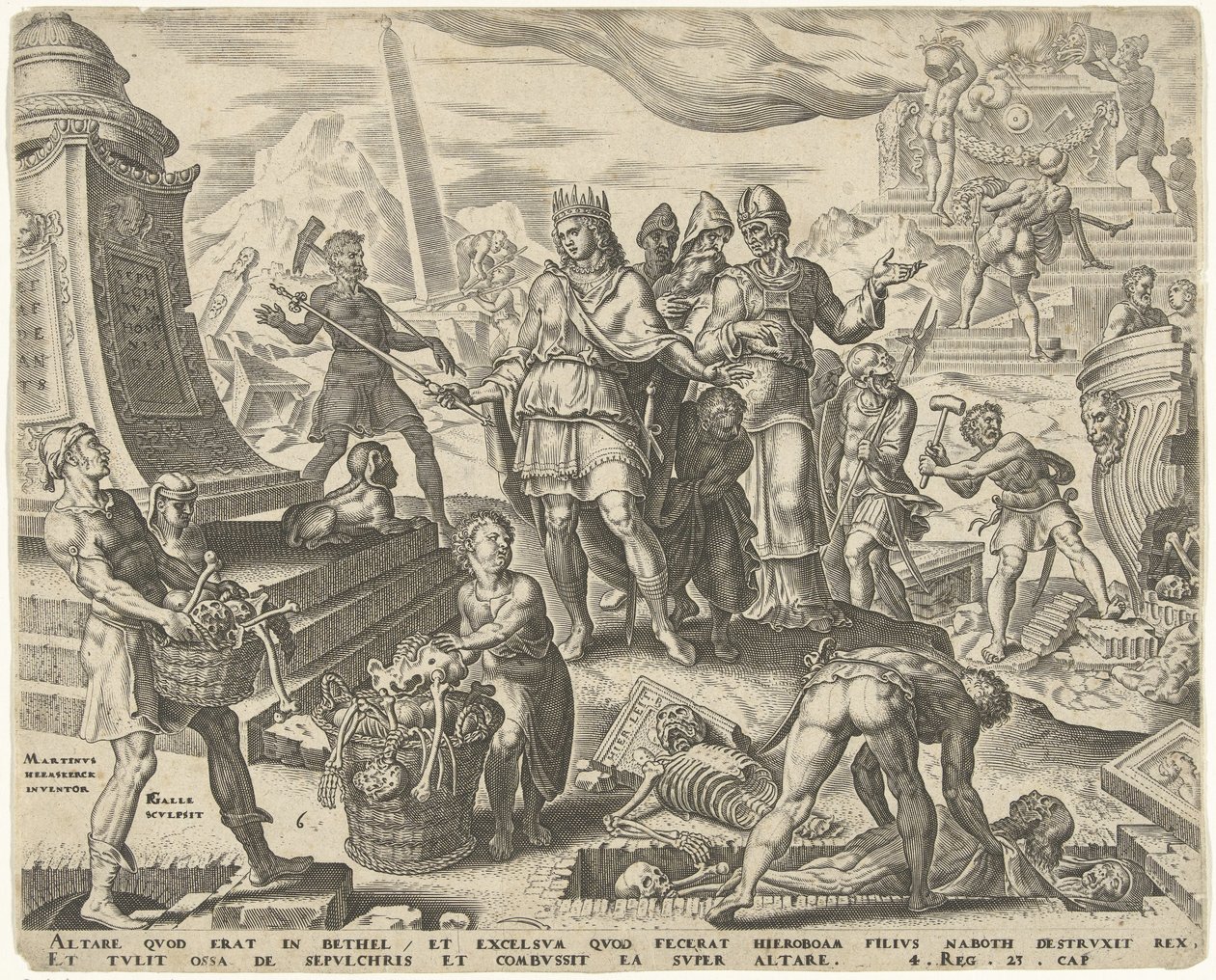 Kong Josiah lar offerstedet i Betel vanhelliges Historien om kong Josiah (serietittel) av Philips Galle