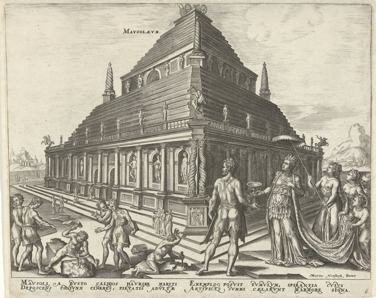 Mausoleet til Halikarnassus Mavsolaevm (tittel på objekt) The Eight Wonders of the World (serietittel) av Philips Galle