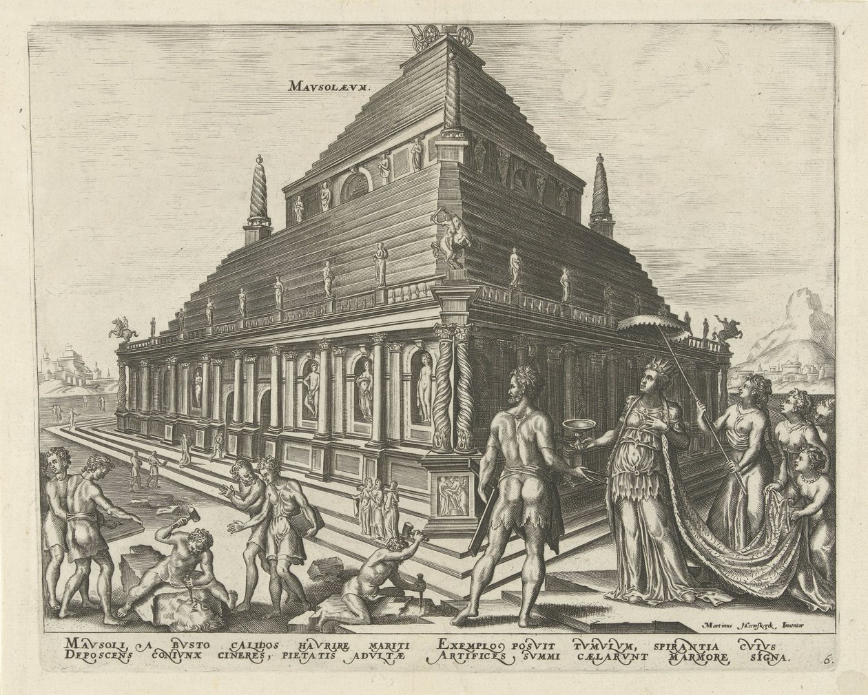 Mausoleet til Halikarnassus Mavsolevm (tittel på objekt) The Eight Wonders of the World (serietittel) av Philips Galle