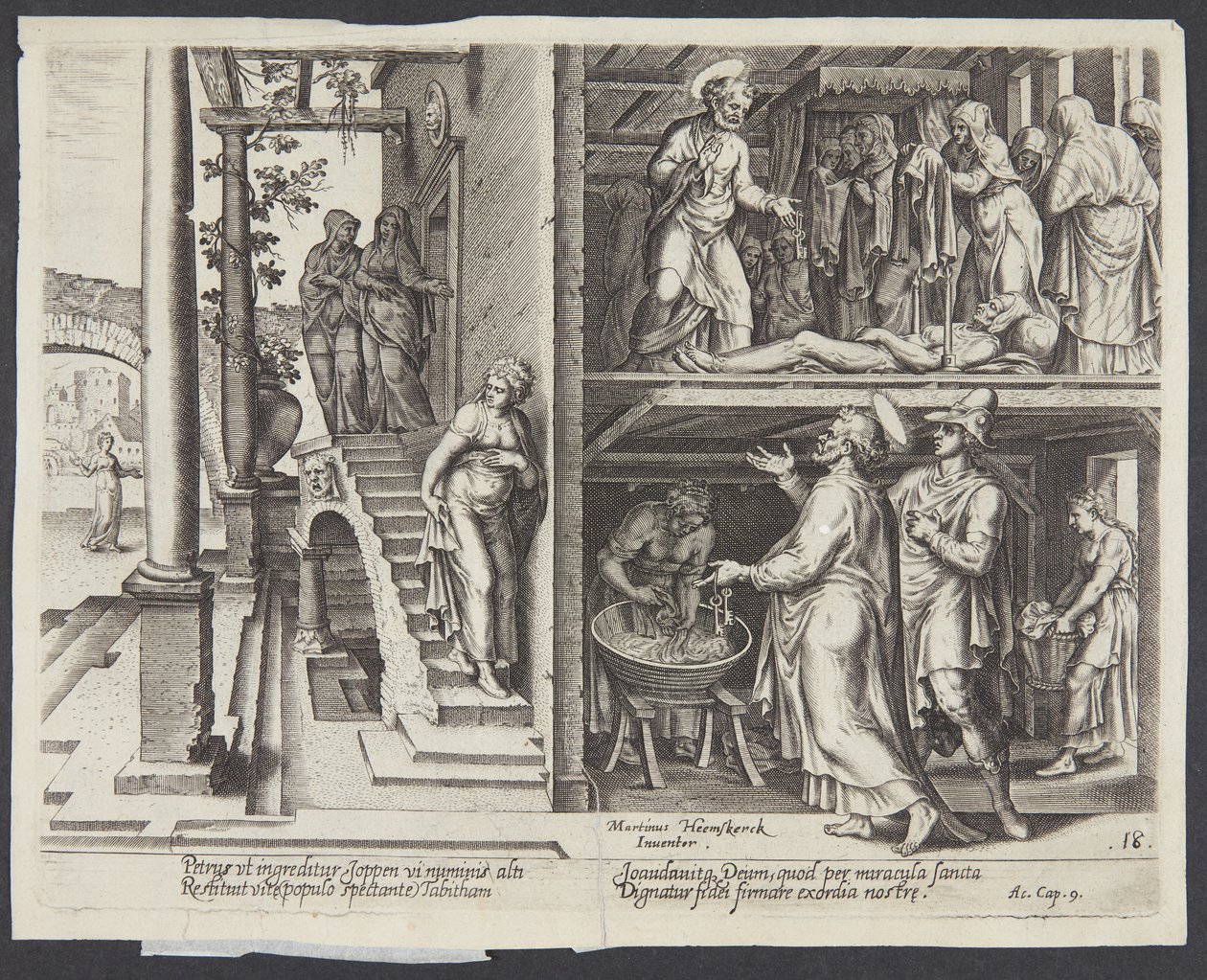 St. Peter oppdrar Tabitha i Joppe av Philips Galle