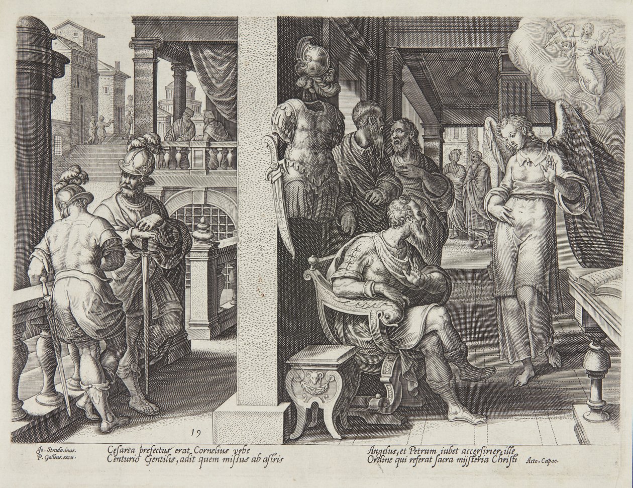 Engelen sender Cornelius for St. Peter av Philips Galle