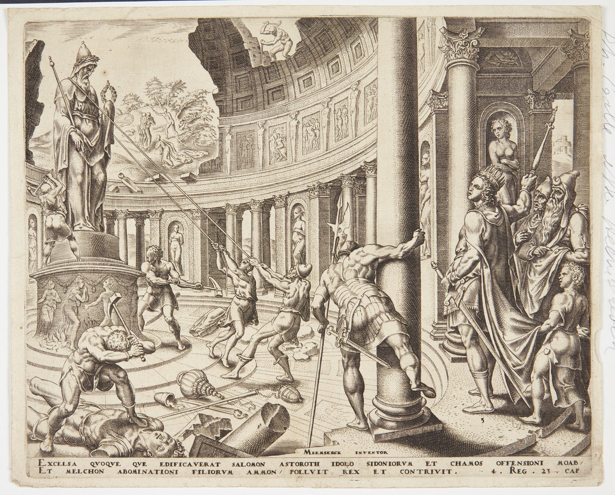Ødeleggelsen av templet til Ashtoreth, Chemosh og Milcom av Philips Galle