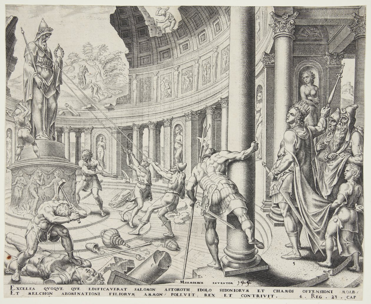 Ødeleggelsen av templet til Ashtoreth, Chemosh og Milcom av Philips Galle