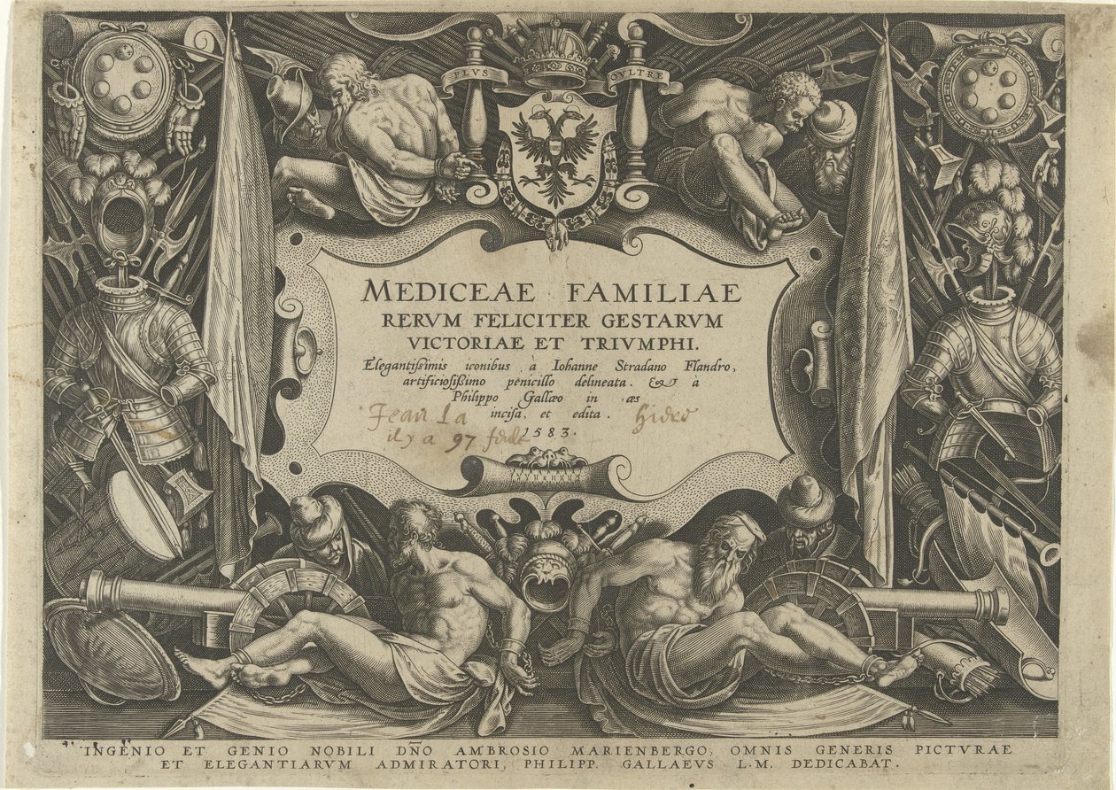 Titelprent van de-serien av Medici-familien Familiehistorie av het geld De