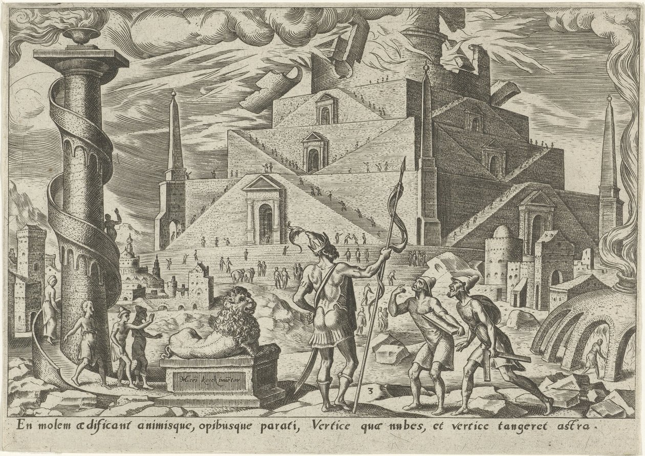 Babels tårn The Days of Doom of the Jewish People (serietittel) av Philips Galle