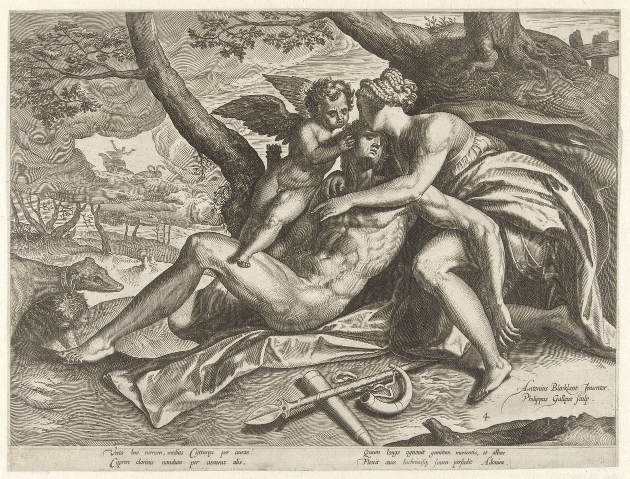 Venus sørger over Adonis død The Story of Adonis (serietittel) av Philips Galle