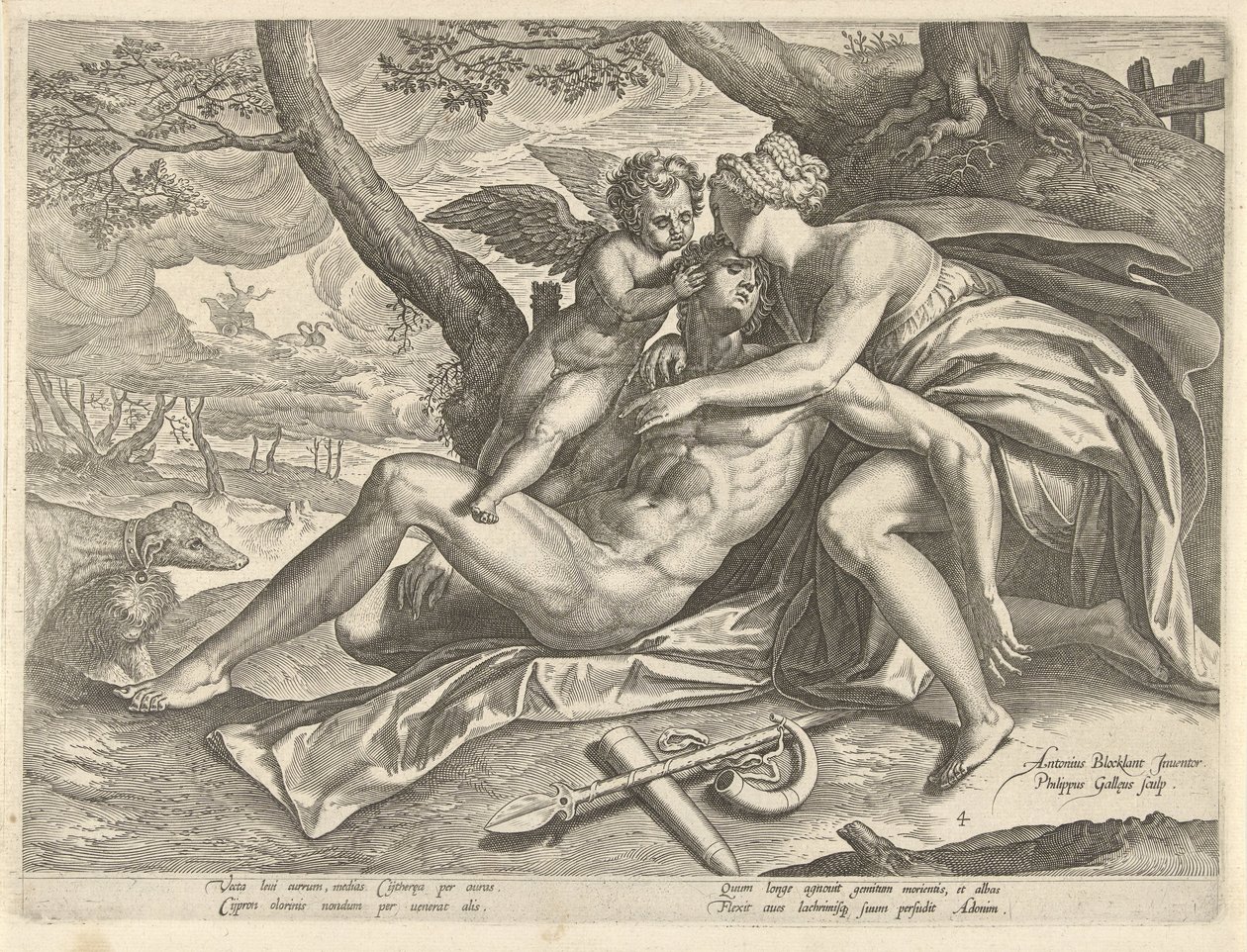 Venus sørger over Adonis død The Story of Adonis (serietittel) av Philips Galle
