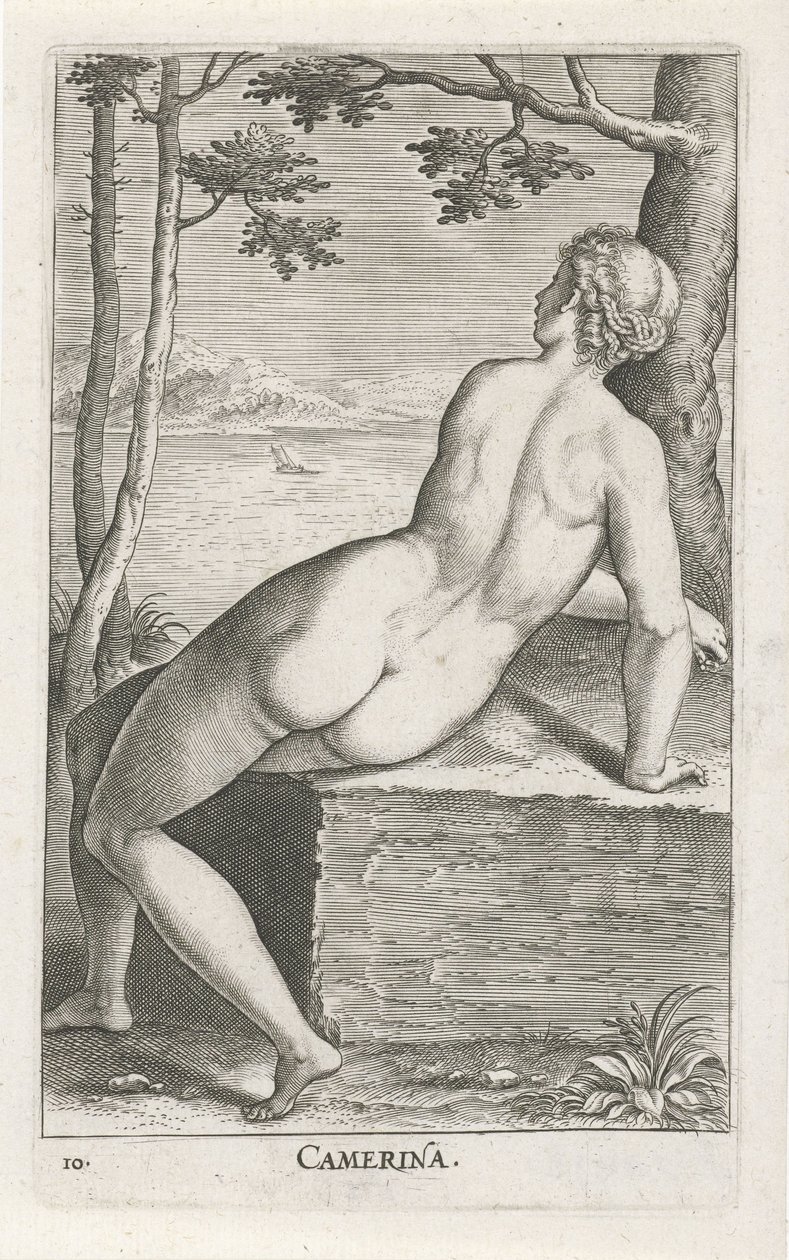 Waternimf soverom Soverom (tittel på objekt) Stroom en waternimfen (serietittel) Oceanitid-nymfer, epihidrid potamidus naiads (serietittel) av Philips Galle