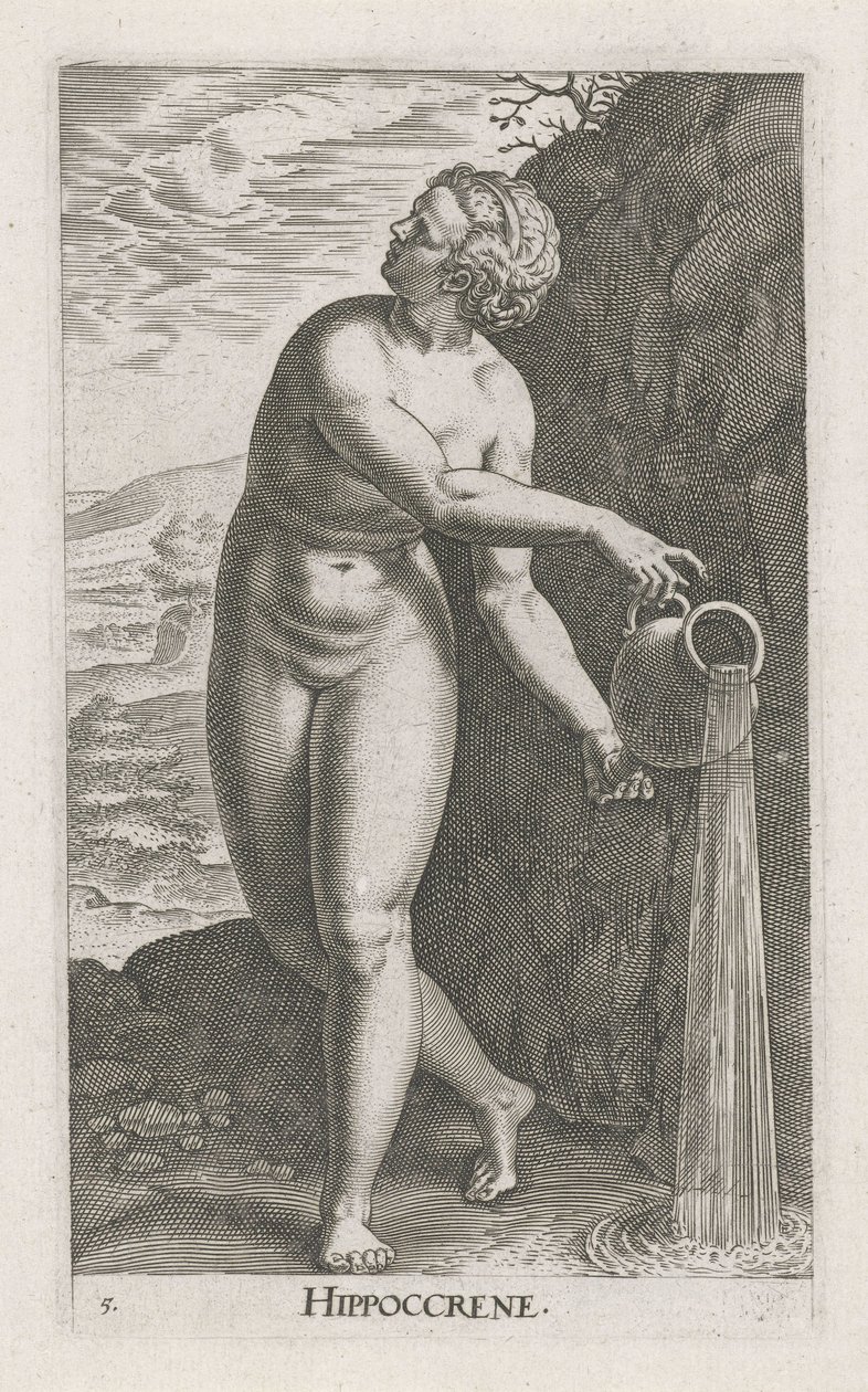 Vannymfe Hippocrene Hippocrene (tittel på objekt) Strom- og vannnymfe (serietittel) Nympharum oceanitidum, ephydridum potamidum naiadum (serietittel) av Philips Galle