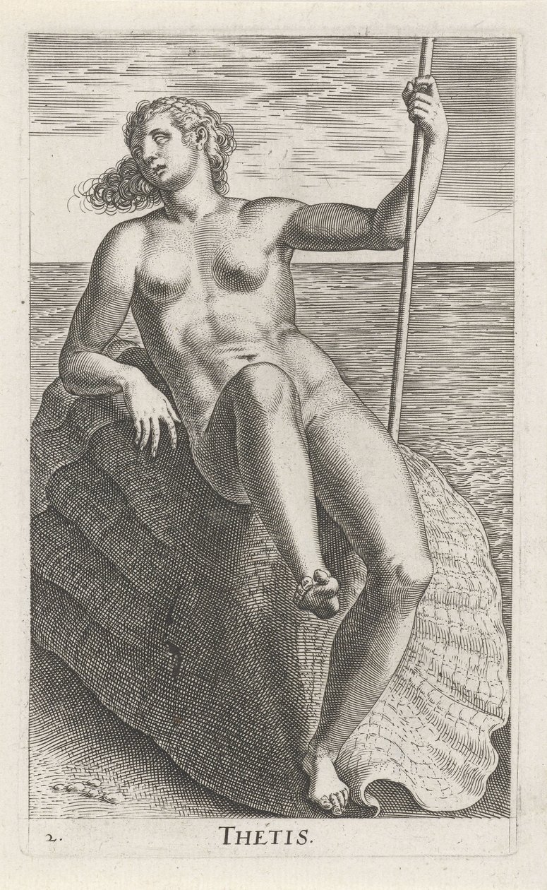Vannymfen Thetis Thetis (tittel på objekt) Stroom en waternimfen (serietittel) Oceanitid-nymfer, epihidrid potamidus naiads (serietittel) av Philips Galle