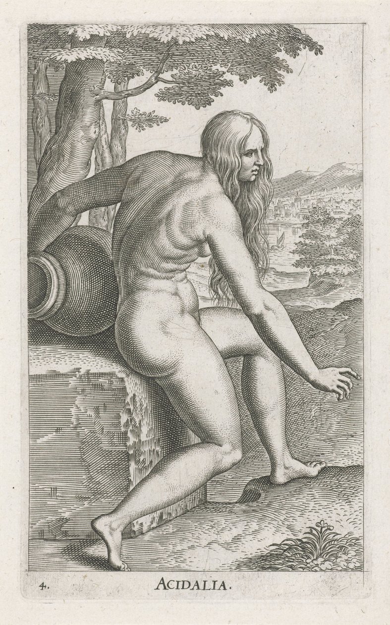Vannymfe Venus Acidalia Acidalia (tittel på objekt) Stroom en waternimfen (serietittel) Oceanitid-nymfer, epihidrid potamidus naiad (serietittel) av Philips Galle