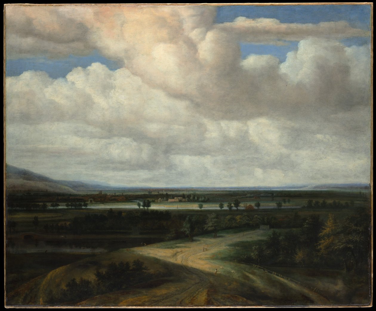 Panoramisk landskap med en landeiendom av Philips Koninck