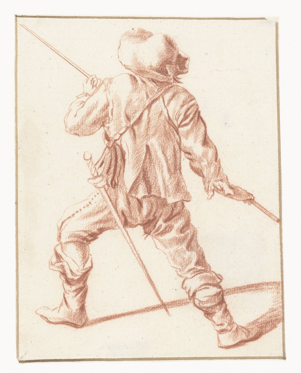 Mann som kjemper med en lanse, sett bakfra av Philips Wouwerman (copy after)