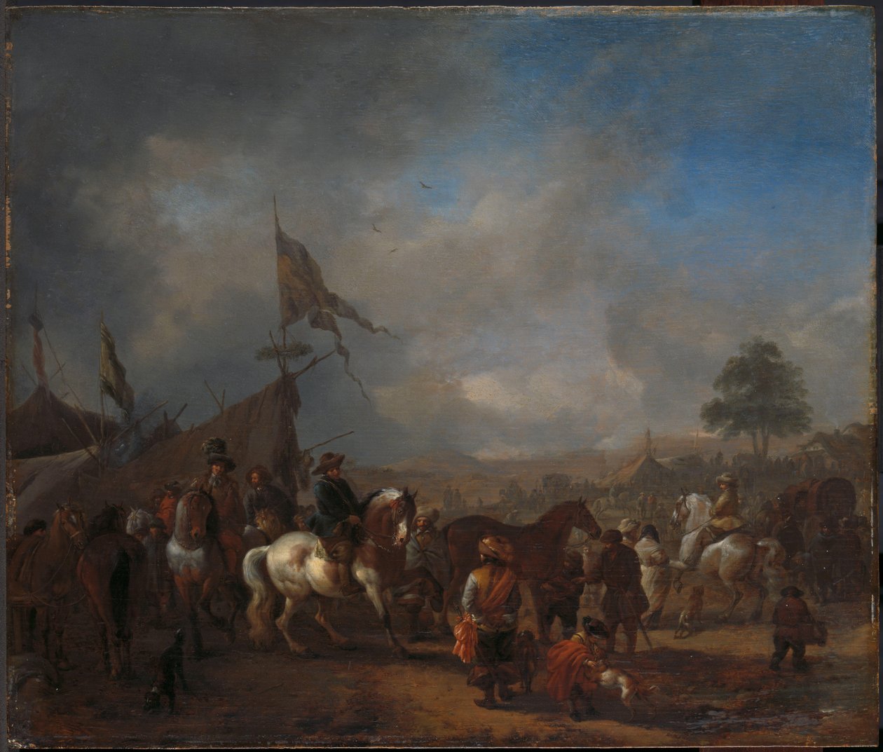 En hestemesse nær en hærleir av Philips Wouwerman