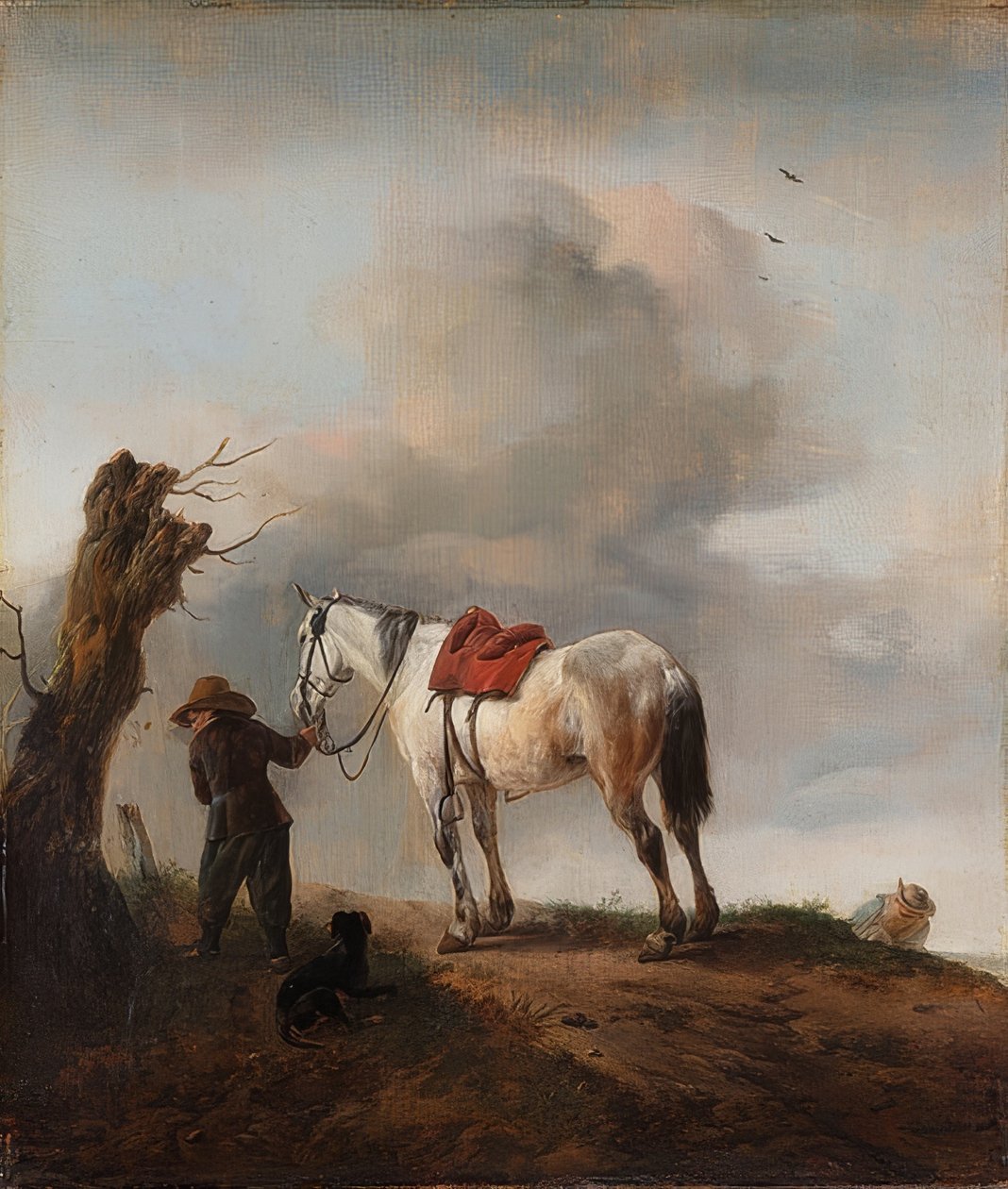 En hvit hest; mugg. Rundt 1646 av Philips Wouwerman