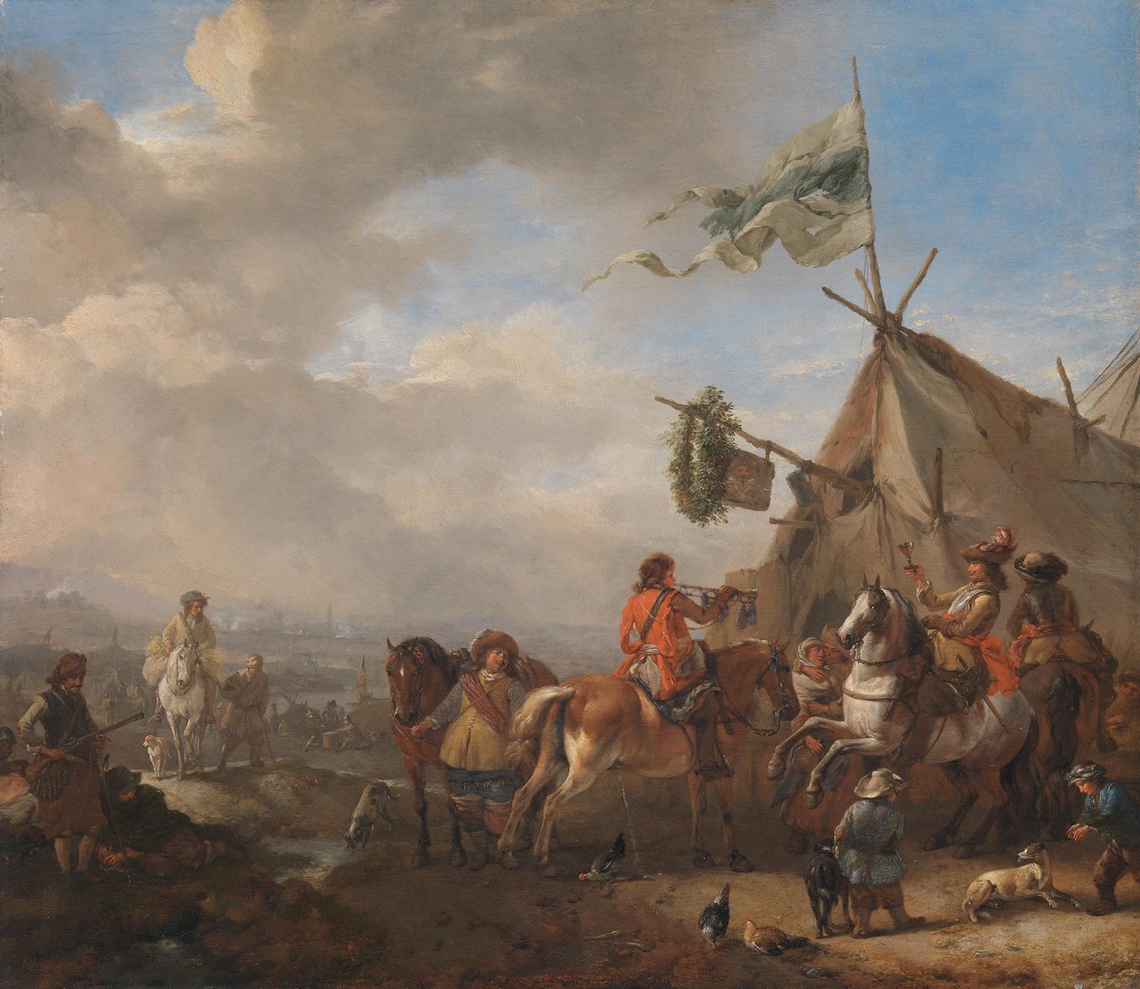 Kavaleri ved en marketenters bod av Philips Wouwerman