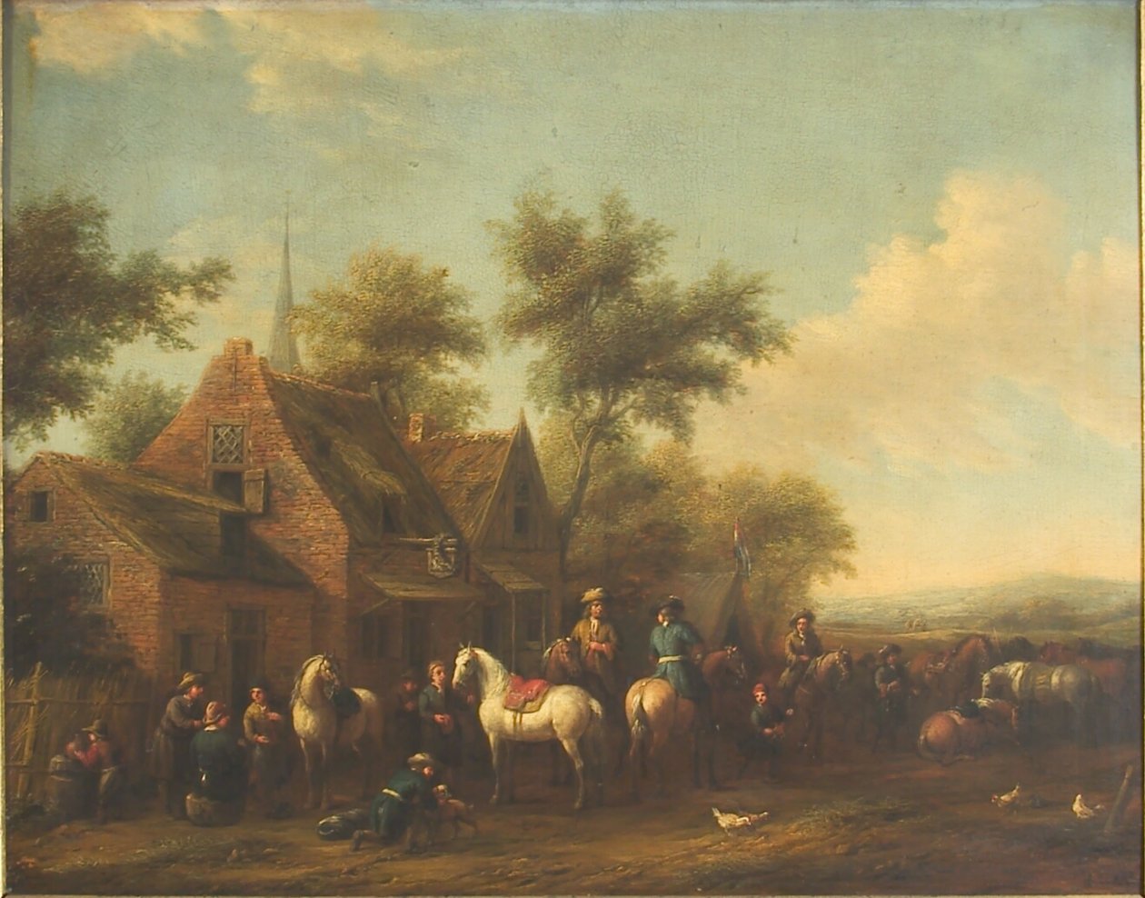 Landskap med ryttere som hviler utenfor et vertshus av Philips Wouwerman