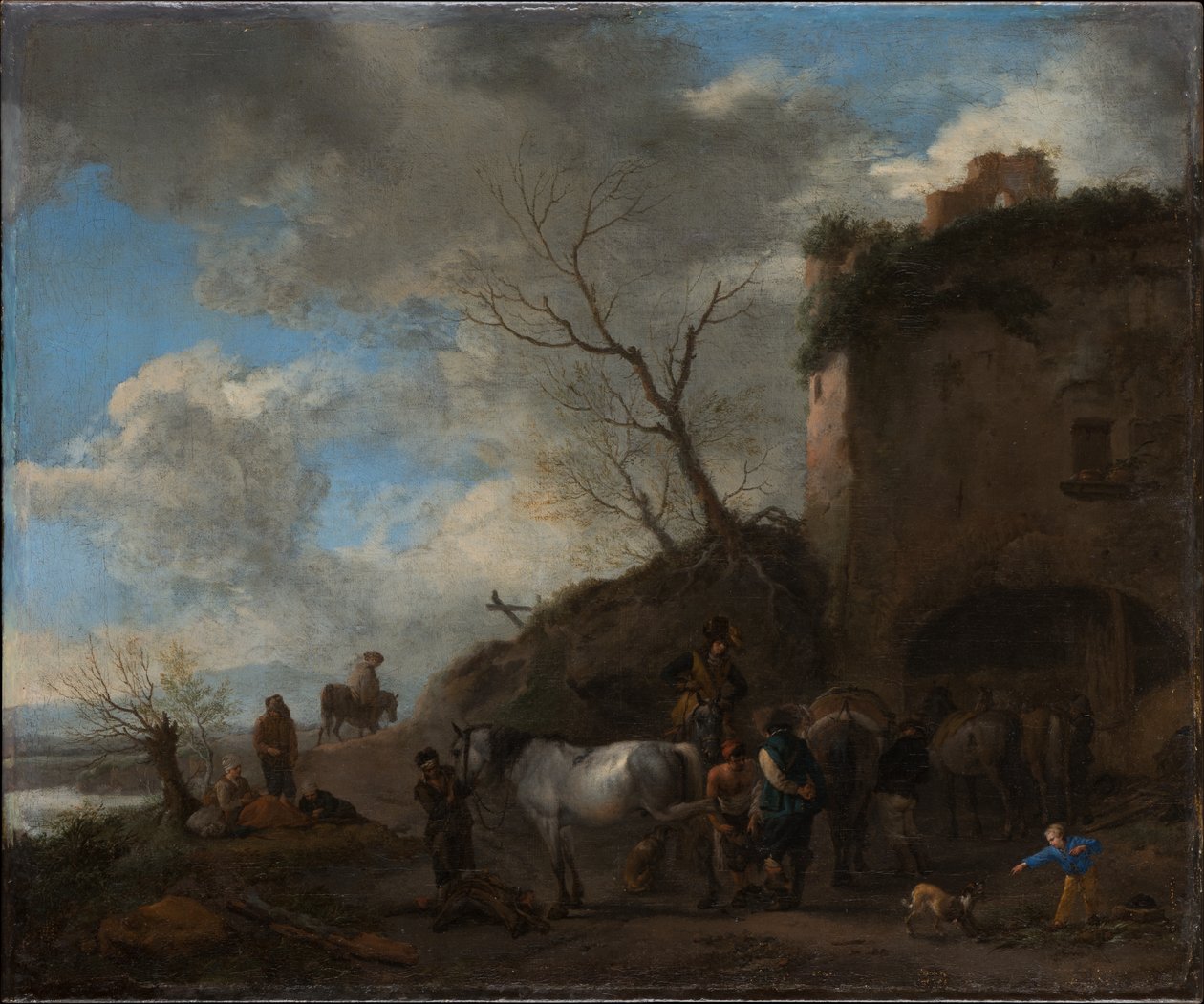 Ryttere hos en smed av Philips Wouwerman