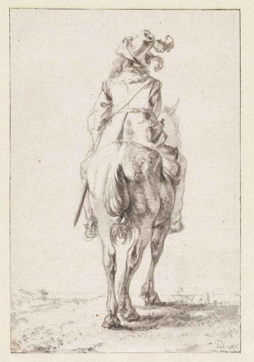 Rytter til hest, sett bakfra av Philips Wouwerman
