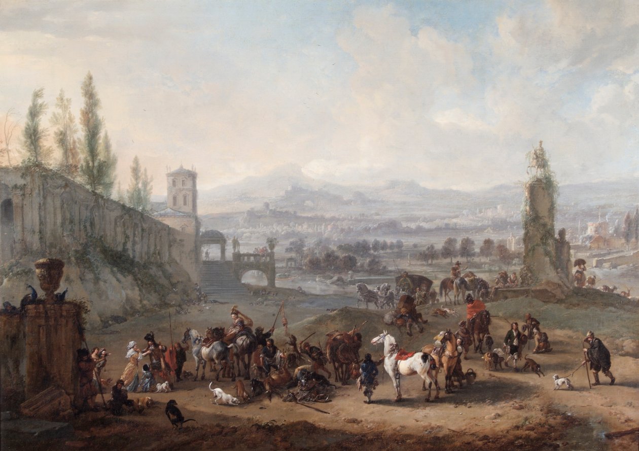 'The Return from the Chase', c1650-tallet av Philips Wouwerman