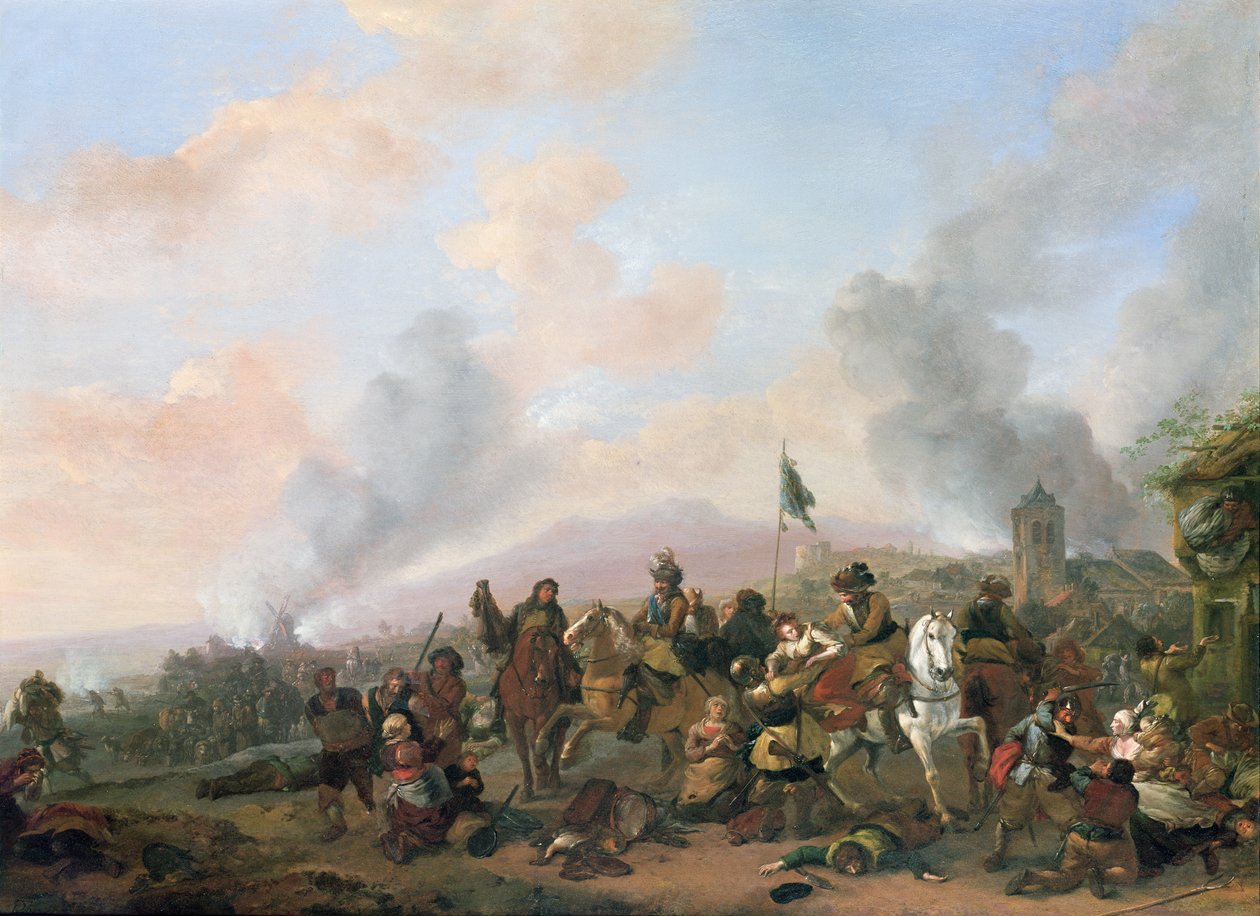 Plyndringen av en landsby av Philips Wouwerman