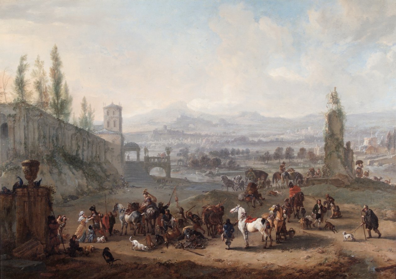 The Return from the Chase, etter ca. 1650 (olje på lerret) av Philips Wouwermans or Wouwerman